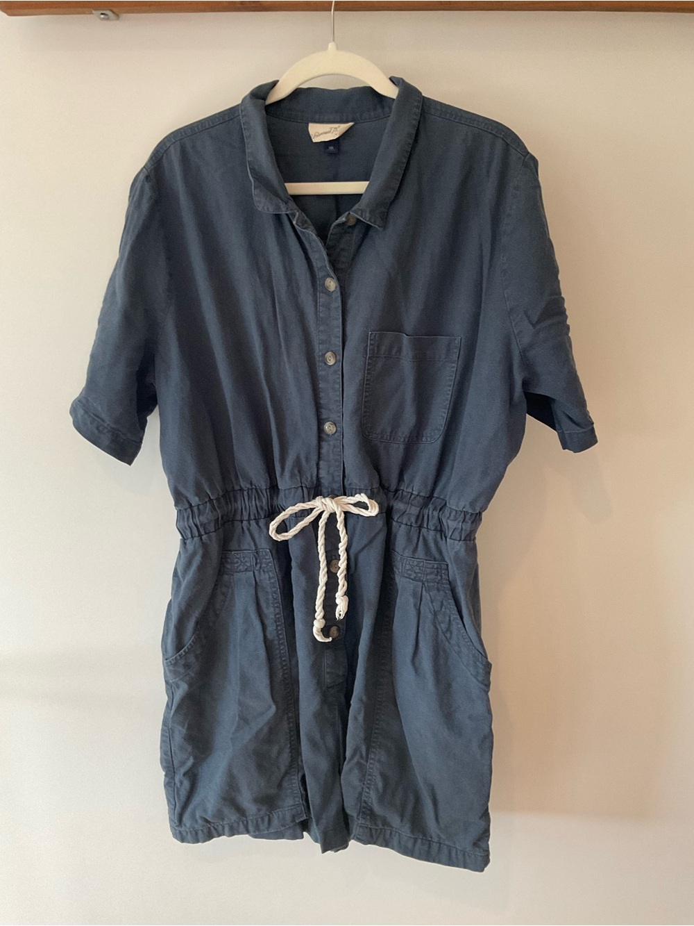 Universal Thread Navy Blue Short-Sleeve Button Romper